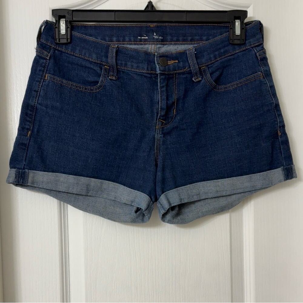 Old Navy women's mid rise cuffed denim shorts dark blue wash Size 6